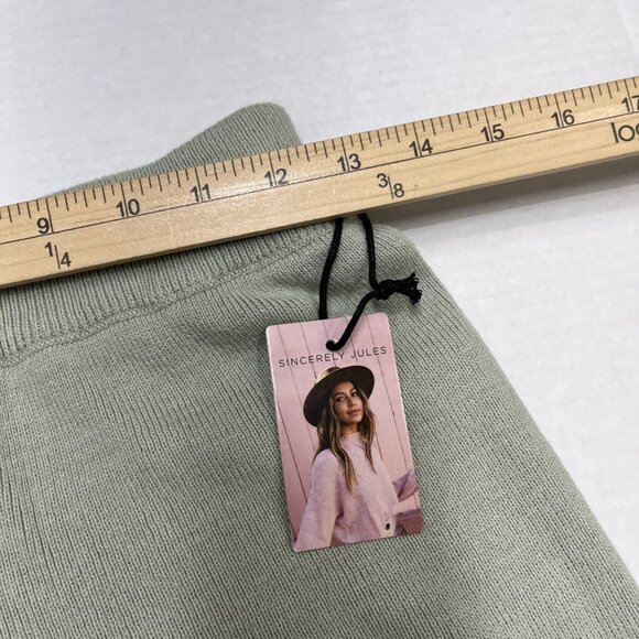 Sincerely Jules Pants Womens M Sage Green Sweater Knit Wide Leg Cargo Pull On - Picture 4 of 11